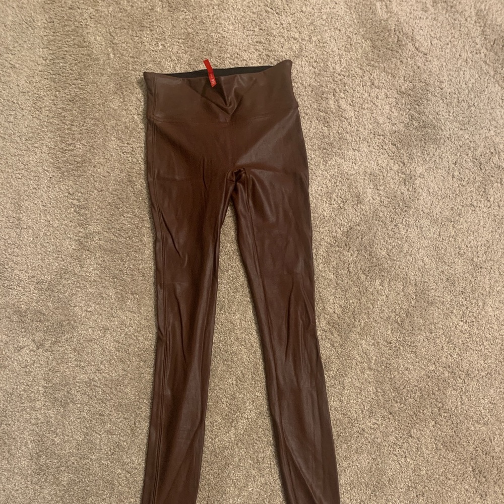 Spanx Brown faux leggings size XS - Picture 3 of 7